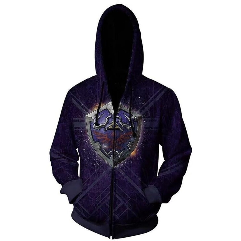 CHLOBLOM Link Hoodie Cosplay Costume MEDIUM Dark Purple Zipper Jacket Sweatshirt